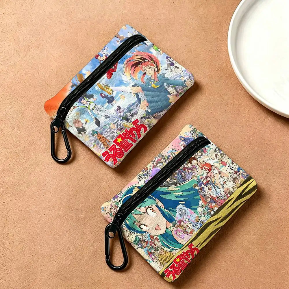 Classic Romantic Anime U-Urusei Y-Yatsura Oxford Coin Wallet Detachable Carabiner Hook Compact Storage Bag For Outdoor Shopping