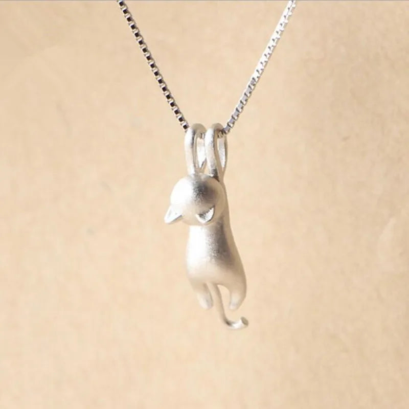 Popular 925 Sterling Silver Jewelry Fashion Simple Animal Cute Kitty Clavicle Chain Pendant Cat Necklaces XL003 925 sterling silver mbzr