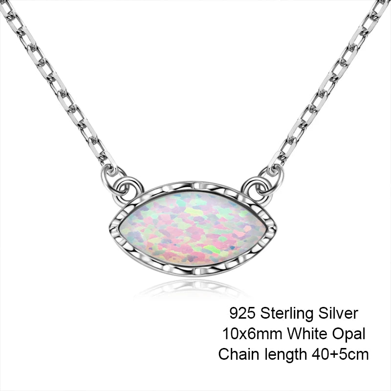 Original 925 Sterling Silver White Opal Pendant Necklace for Women Engagement Wedding Fine Jewelry Anniversary Drop Necklace mbzr