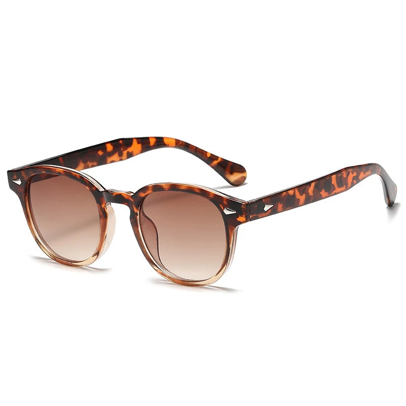JNPCXI Quality New Retro Round Sunglasses Women Fashion Rivets Decoration Shades UV400 Men Punk Leopard Sun Glasses mbzr
