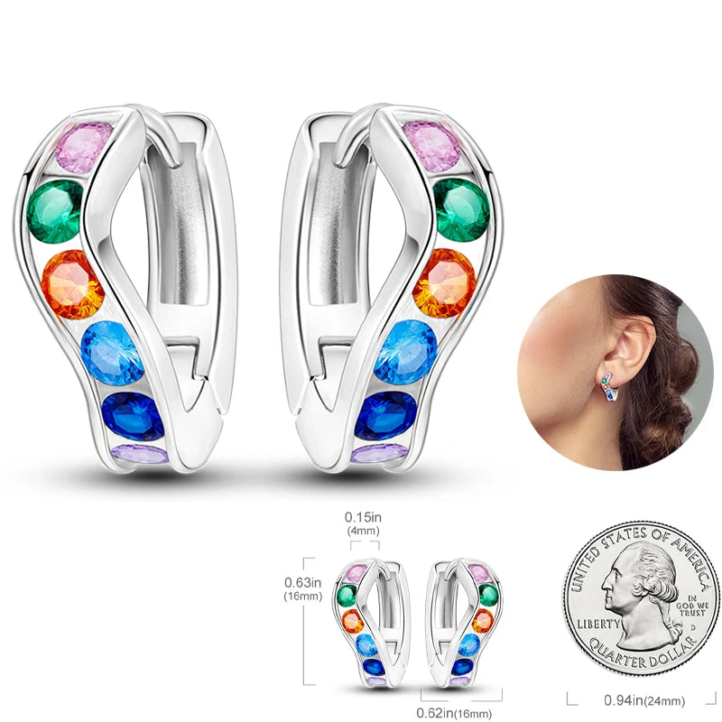 Women's 925 Sterling Silver Circle Style Simple Colorful And Shiny Zircon Earrings Fit For Attend A Wedding Exquisite Jewelry mbzr