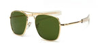 American Army Style Pilot Sunglasses Male, Retro Gold Frame Dark Green Tint Lens Lightweight Metal Eyewear, Luxury Designer Aviation Shades for Daily Commute Road Trip mbzr