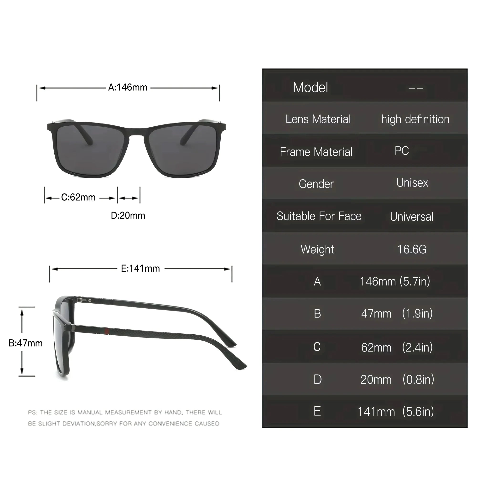 2025 Square Polarized Protective Sunglasses Anti Glare Sun Shades For Summer Party Vacation Travel Driving Fishing UV400