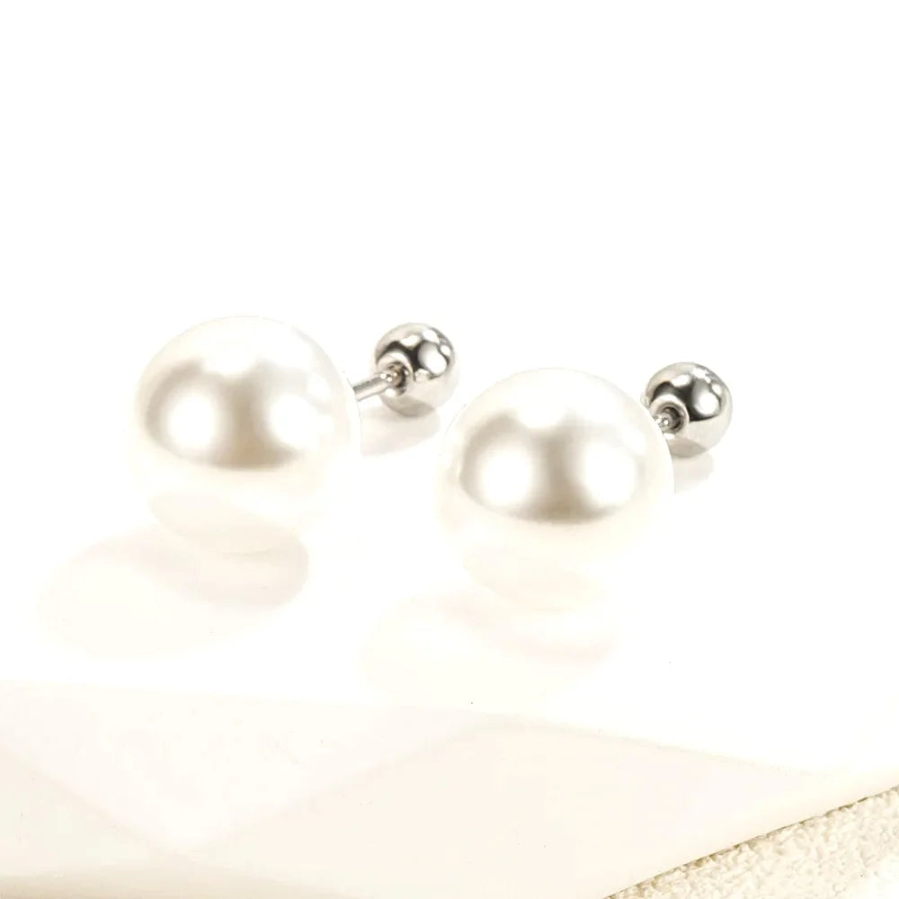 925 Sterling Silver freshwater pearl Earrings 6/8/10/12For Women Classic Geometric Twisted Line Earrings Jewelry