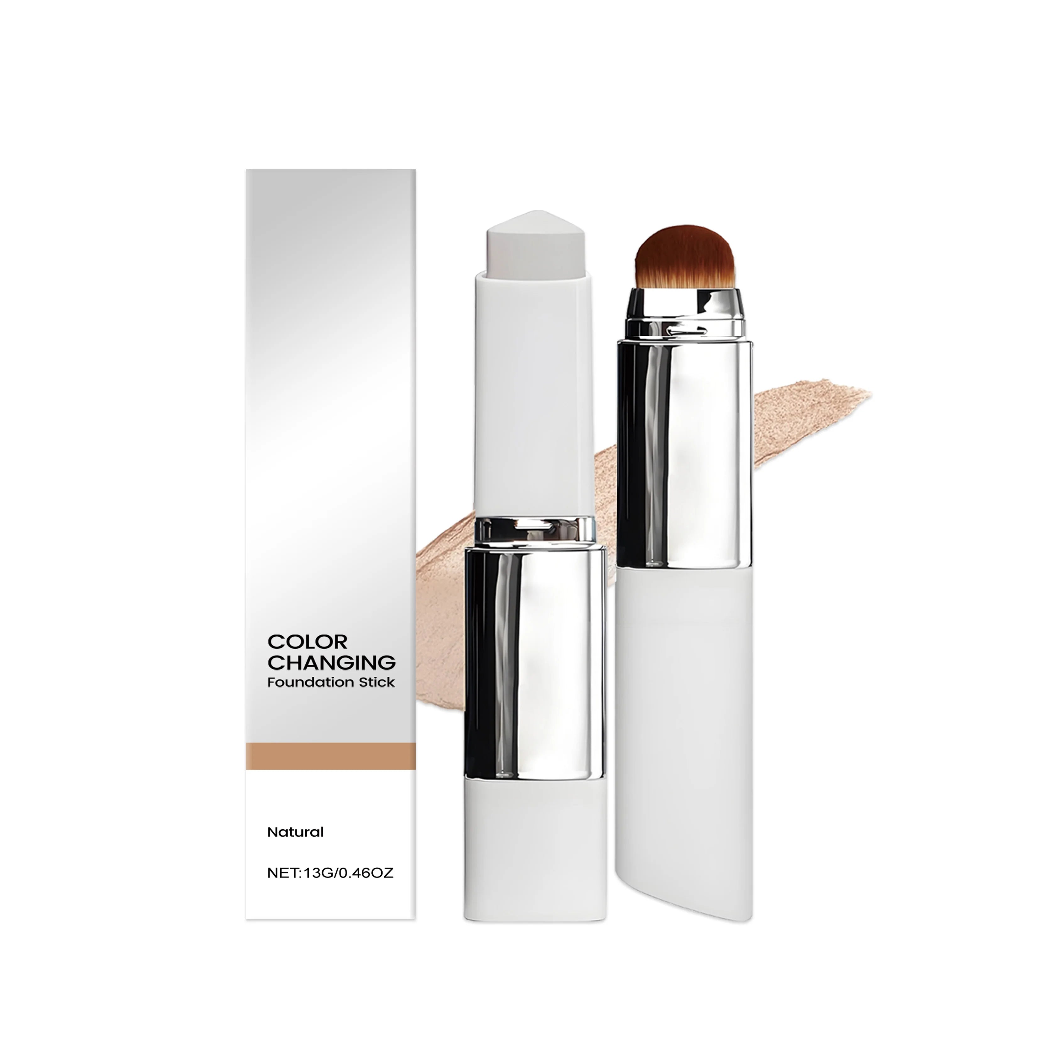 Color Changing Foundation Stick Waterproof Sweatproof Lightening Full Coverage Concealer 2 in 1 Stick Foundation Makeup Brushes mbzr