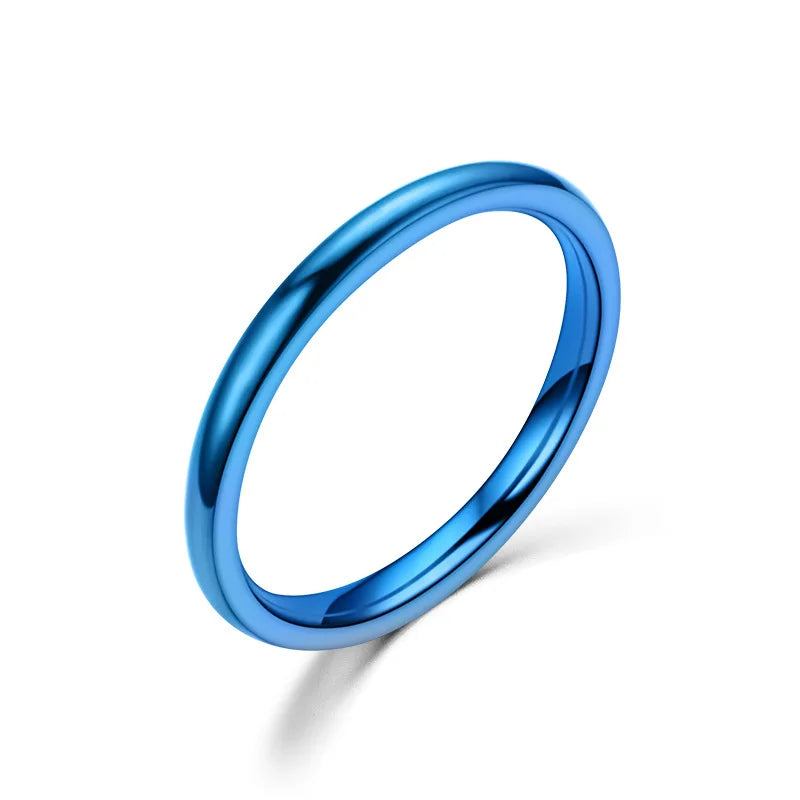 1PC 2mm Thin Stainless Steel Rings Rose Gold Fashion Simple Titanium Steel Rings for Women Girl Gifts
