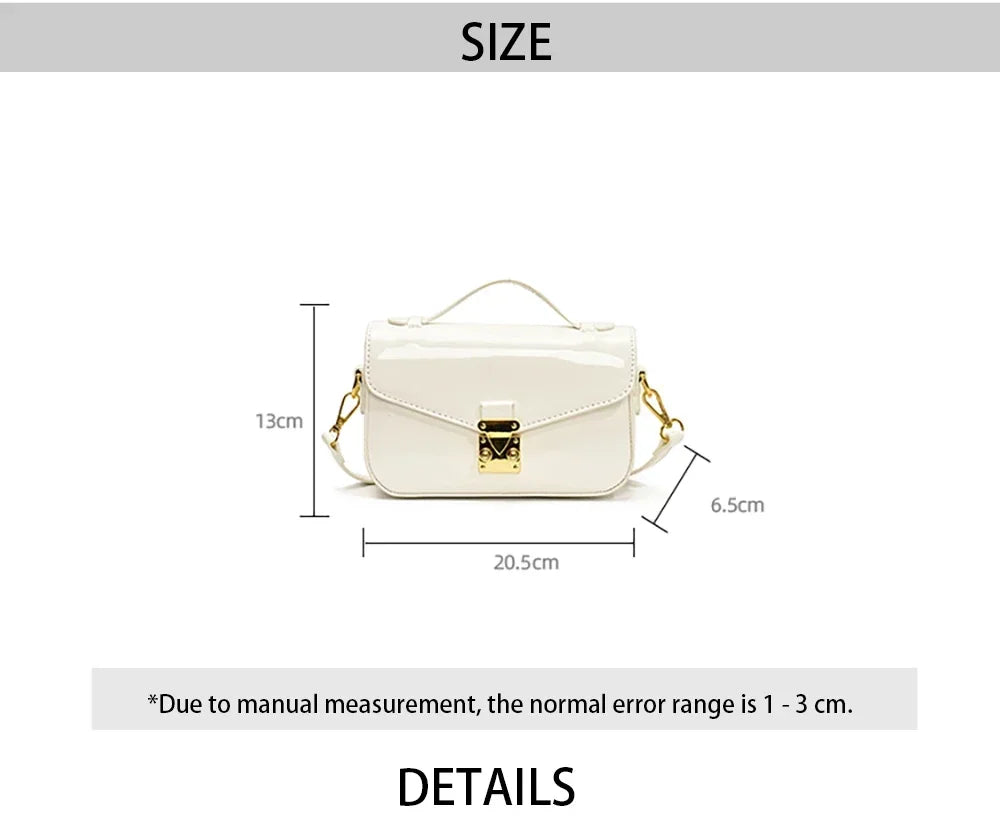 2026 Luxury Square Shoulder Bags for Women Trendy Patent Leather Small Flap Crossbody Bag Top-Handle Lock Buckle Handbag mbzr