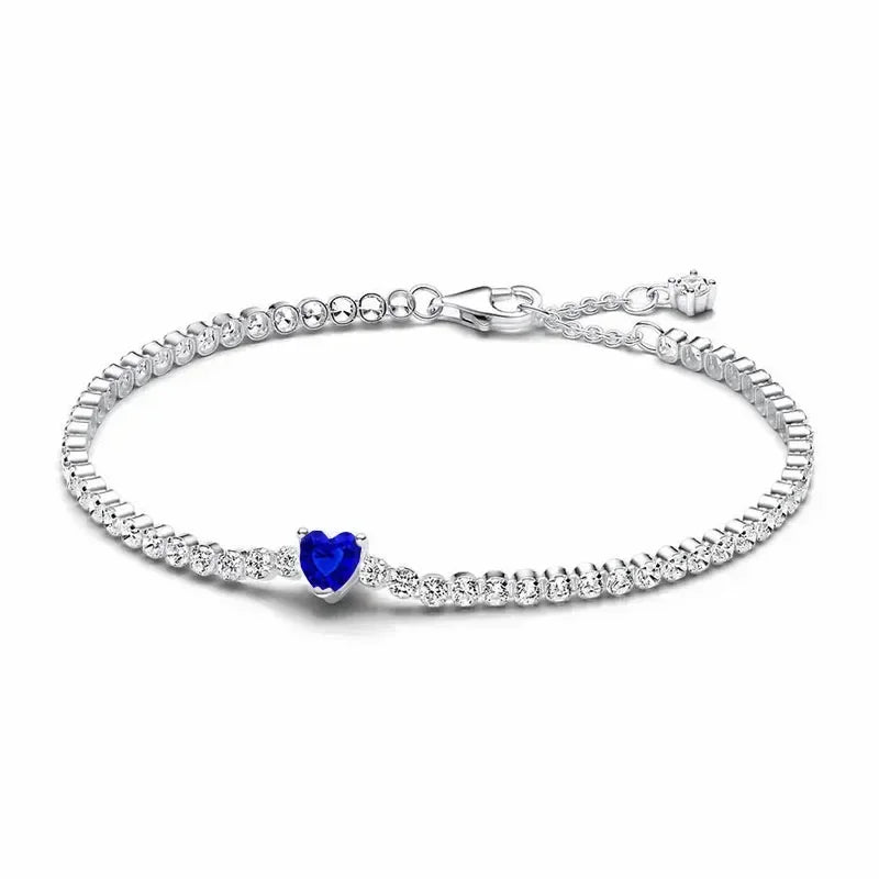 Hot selling 925 Sterling Silver Exquisite Stars Heart-shaped All Zircon Tennis Bracelet Luxurious Charm Bracelet Surprise Gifts mbzr
