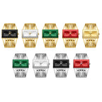 Unique Hollow Bangle Women Watch Rectangular Black Dial Crystal Dot Scale Wide Silver Bracelet Waterproof Ladies Quartz Watch Luxury Gift Box For Birthday Valentine Mother’s Day