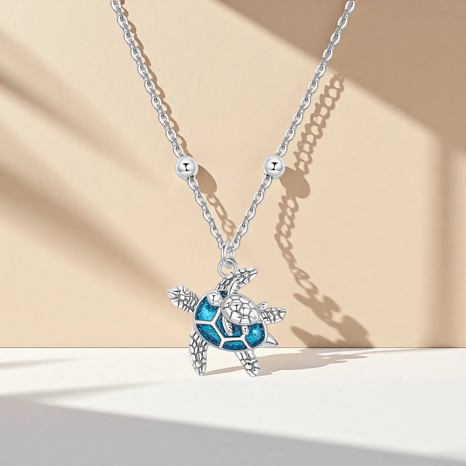 Original 925 Sterling Silver Mother and Baby Turtle Necklace Y-shaped Chain Necklace For Women Memorial Prayer Jewelry Gift 2026 mbzr