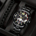 2pcs Luxury Mens Silver Quartz Watch With Stainless Steel Bracelet Men Fashion Business Casual Watch Luminous Clock mbzr