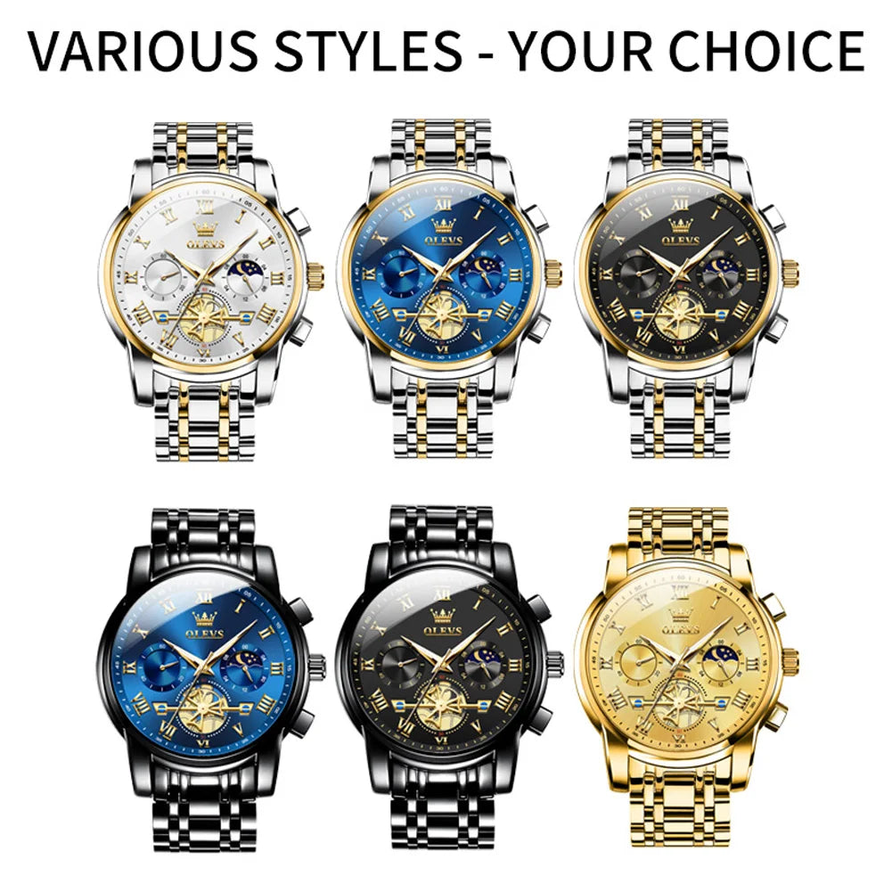 OLEVS 2859 Brand original authentic watches for man luxury Gift Box Steel band multifunctional quartz men's watch mbzr