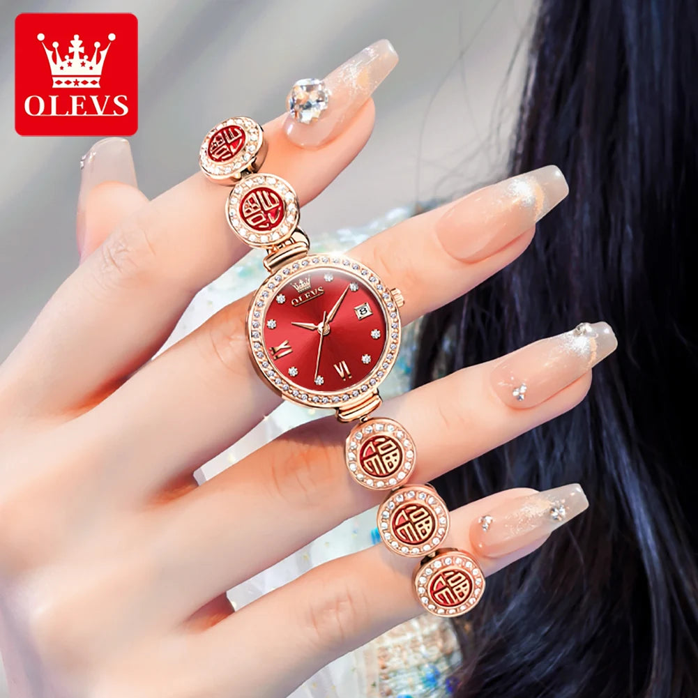 OLEVS 5630 Women Watch Luxury Brand Diamond Watch Date Waterproof Clock Quartz Watch Exclusive Blessing Bracelet Women Watch mbzr