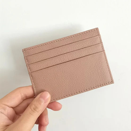 Cowhide Card Holder Woman Man Fashion Slim Mini Card Bag Genuine Leather Engrave Name Luxury Casual Purse