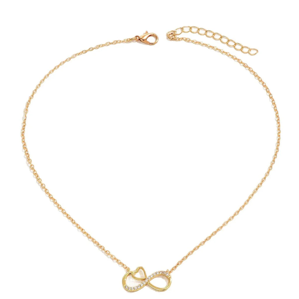 Minimalist Infinity Heart Necklace For Women Shiny Zircon Inlaid Pendant Clavicle Chain Elegant Luxury Aesthetic Choker Daily Party Jewelry Valentine Birthday Gift