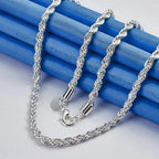 Charm 925 sterling silver Accessories Men 4MM 40-60cm 2PCS Rope Chain Necklace Bracelet Women Fashion Wedding Gift Jewelry mbzr