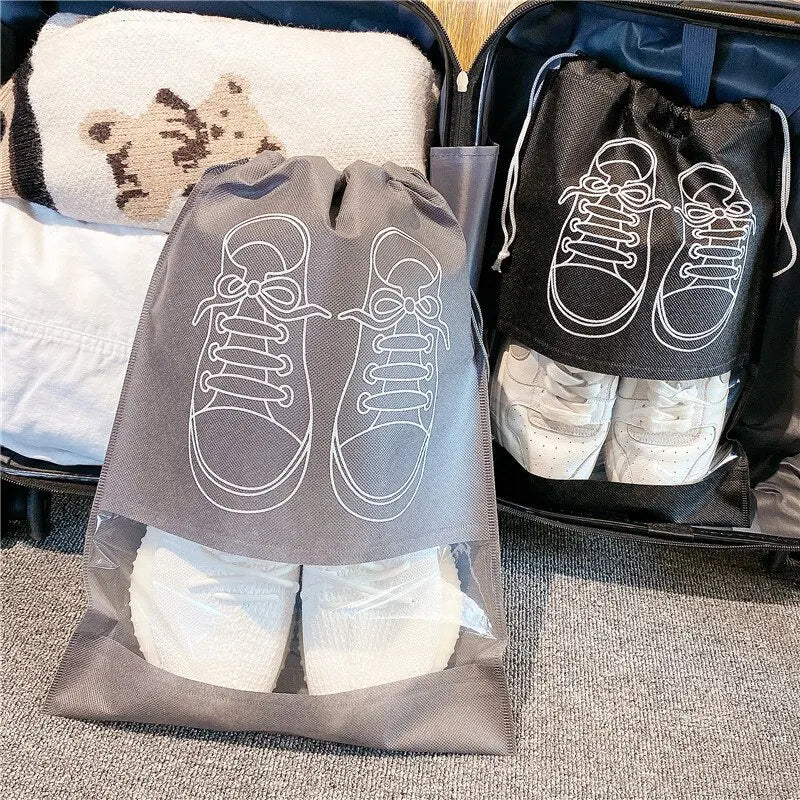 5/10pcs Shoes Storage Bag Closet Organizer Non Woven Travel Portable Bag Waterproof Pocket Clothing Classified Draw Hanging Bag mbzr