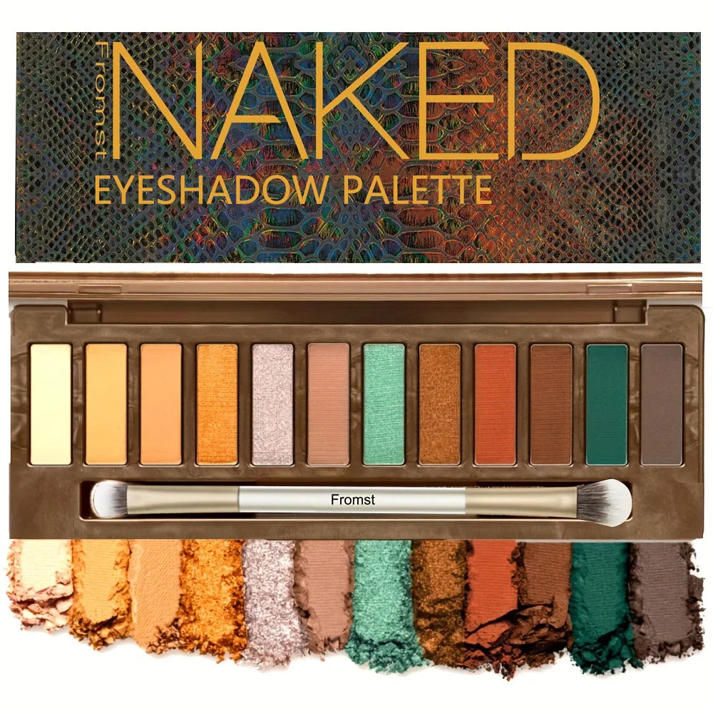 12-color eyeshadow palette, mirror packaging, pearlescent shimmer, stage makeup effect, long-lasting, easy to apply, waterproof mbzr
