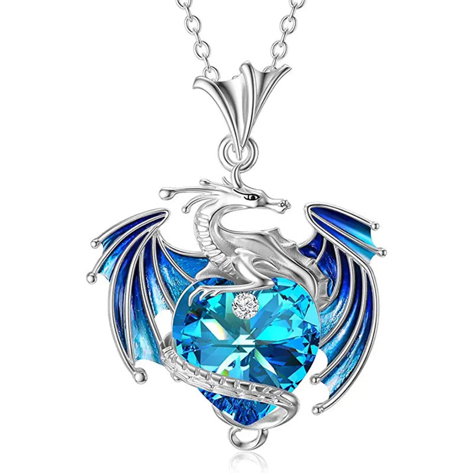 Ring Multi-Color Alloy Women'S Exquisite Necklace Fashion Silver Dragon Heart Rhinestone Design Necklace For Banquets Parties mbzr