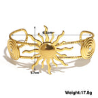 316L Stainless Steel Sunflower Open Cuff  Bangles Bracelet Y2K Gold Plated Waterproof Charms Jewelry Women's Men Gifts