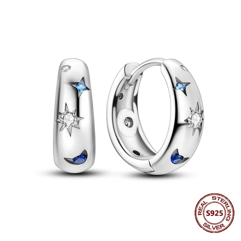 Fine Jewelry 925 Silver Rose Gold Plated Zircon Sparklin Hoop Earrings For Women mbzr