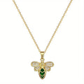 Green Bees Luxury Style Glittering Diamond Necklace for Women, Versatile Collar Chain, Titanium Steel Chain