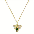 Green Bees Luxury Style Glittering Diamond Necklace for Women, Versatile Collar Chain, Titanium Steel Chain