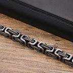 Vnox 8mm Vintage Byzantine Bracelets for Men, Oxidized Bold Square Links Chain Wristband, Viking Punk Father's Day Gift to Dad