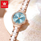OLEVS Luxury Quartz Watch Women Elegant Ceramics Strap Waterproof Auto Date Luxury Lap Ladies Watches 7093 mbzr