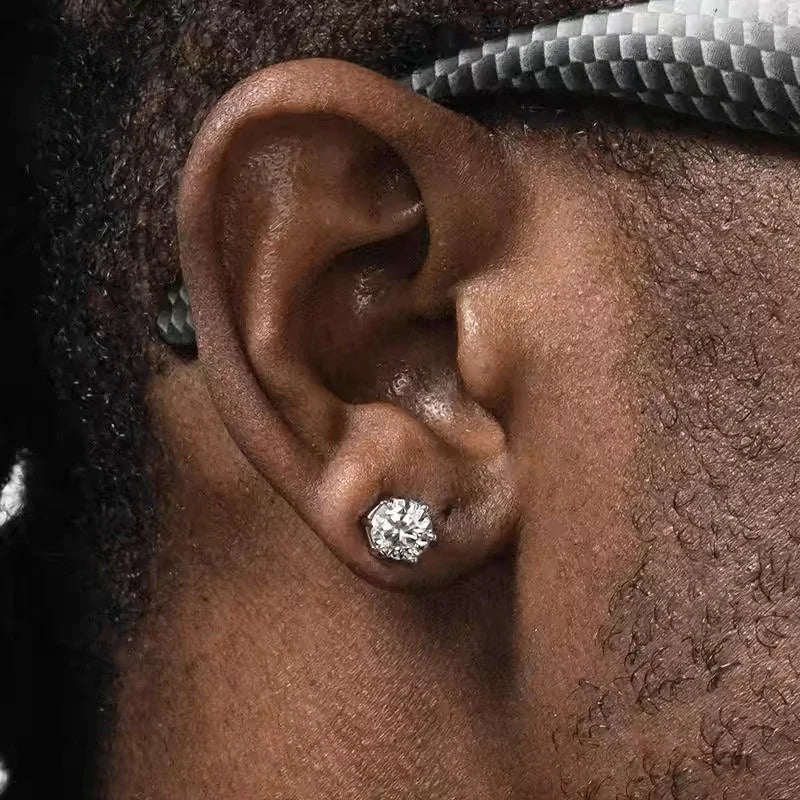 1-10Pcs Strong Magnetic Ear Studs Clips Non Piercing Punk Round Zircon Crystal Earrings for Men Women Fake Body Piercing Jewelry