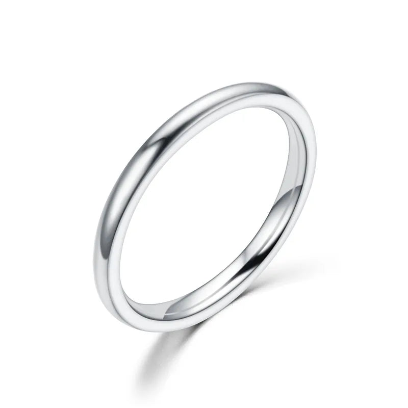 1PC 2mm Thin Stainless Steel Rings Rose Gold Fashion Simple Titanium Steel Rings for Women Girl Gifts