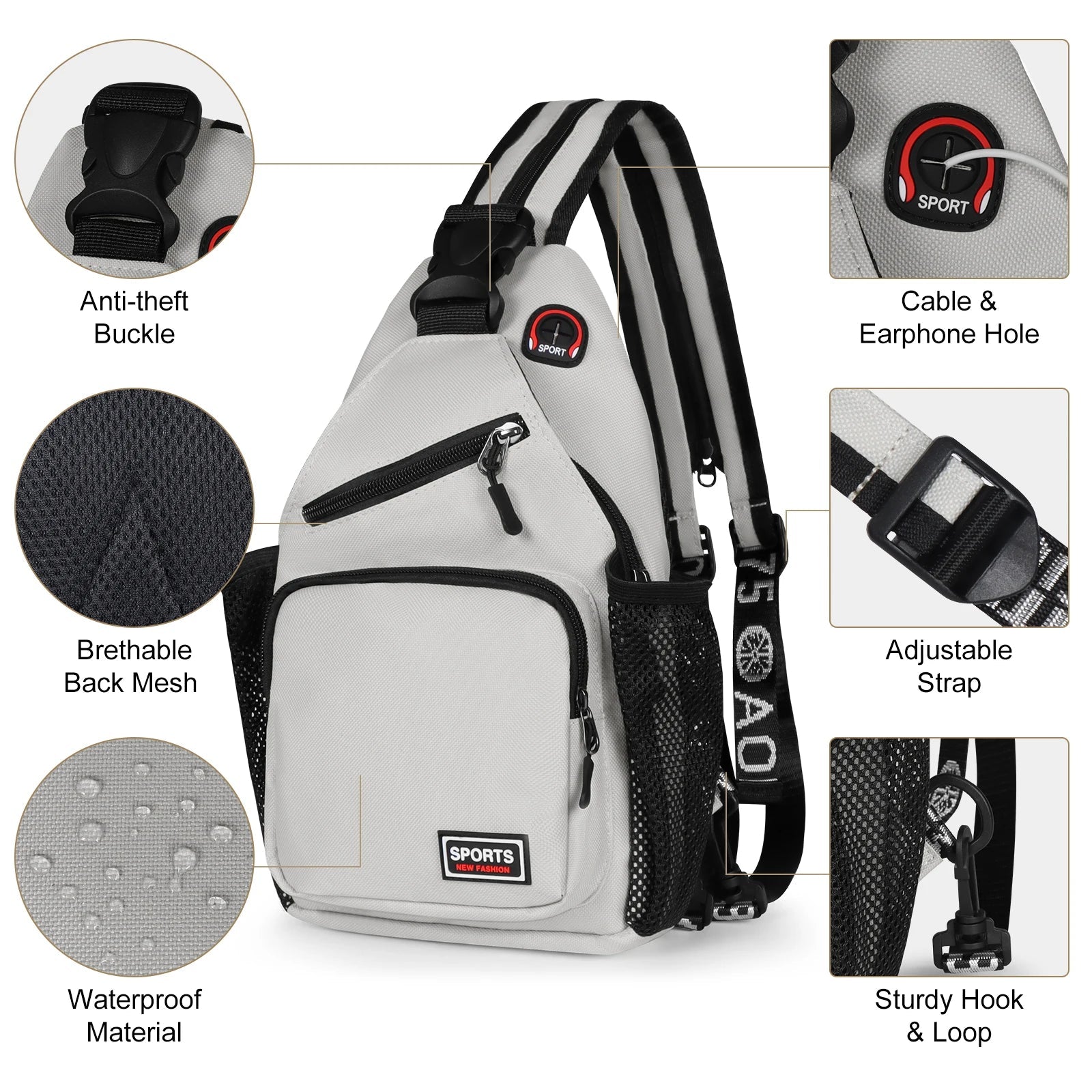 Large Capacity Chest Sloping Backpack Fashionable Sports Leisure Design Multifunctional mbzr