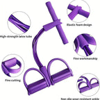 Multi-Functional Fitness Resistance Band Set - 4 tubes of elastic yoga pedal pull bands and fitness bands with handles for total body training, abdominal/lower back/arms/legs weight loss and stretching mbzr