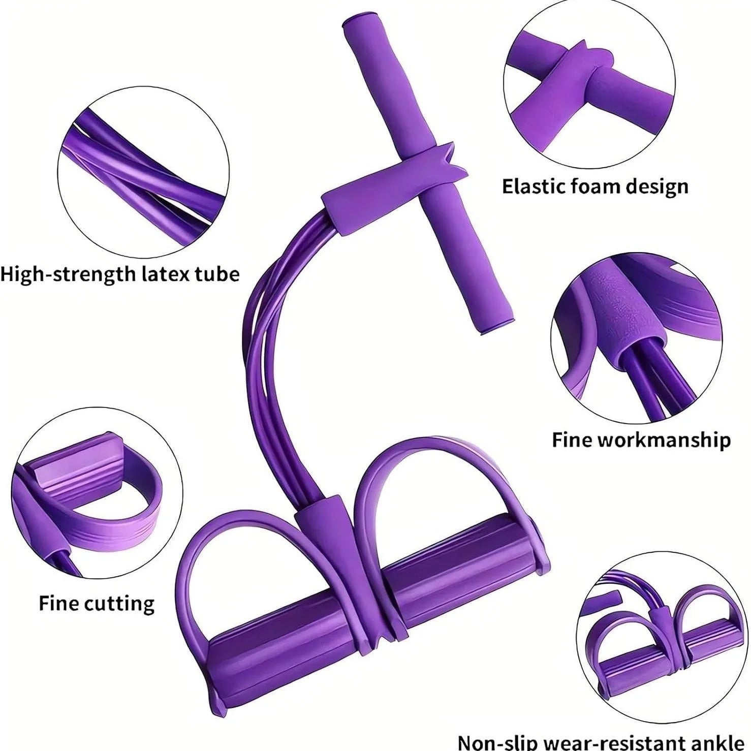 Multi-Functional Fitness Resistance Band Set - 4 tubes of elastic yoga pedal pull bands and fitness bands with handles for total body training, abdominal/lower back/arms/legs weight loss and stretching mbzr