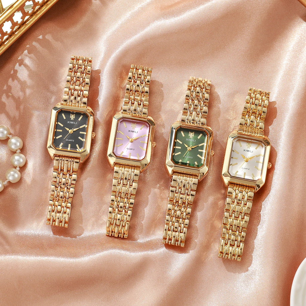 1/2/4PCS Luxury Women Watches Fashion Rectangle Woman Quartz Watch Stainless Steel Band Wristwatches Reloj Mujer（Without Box） mbzr