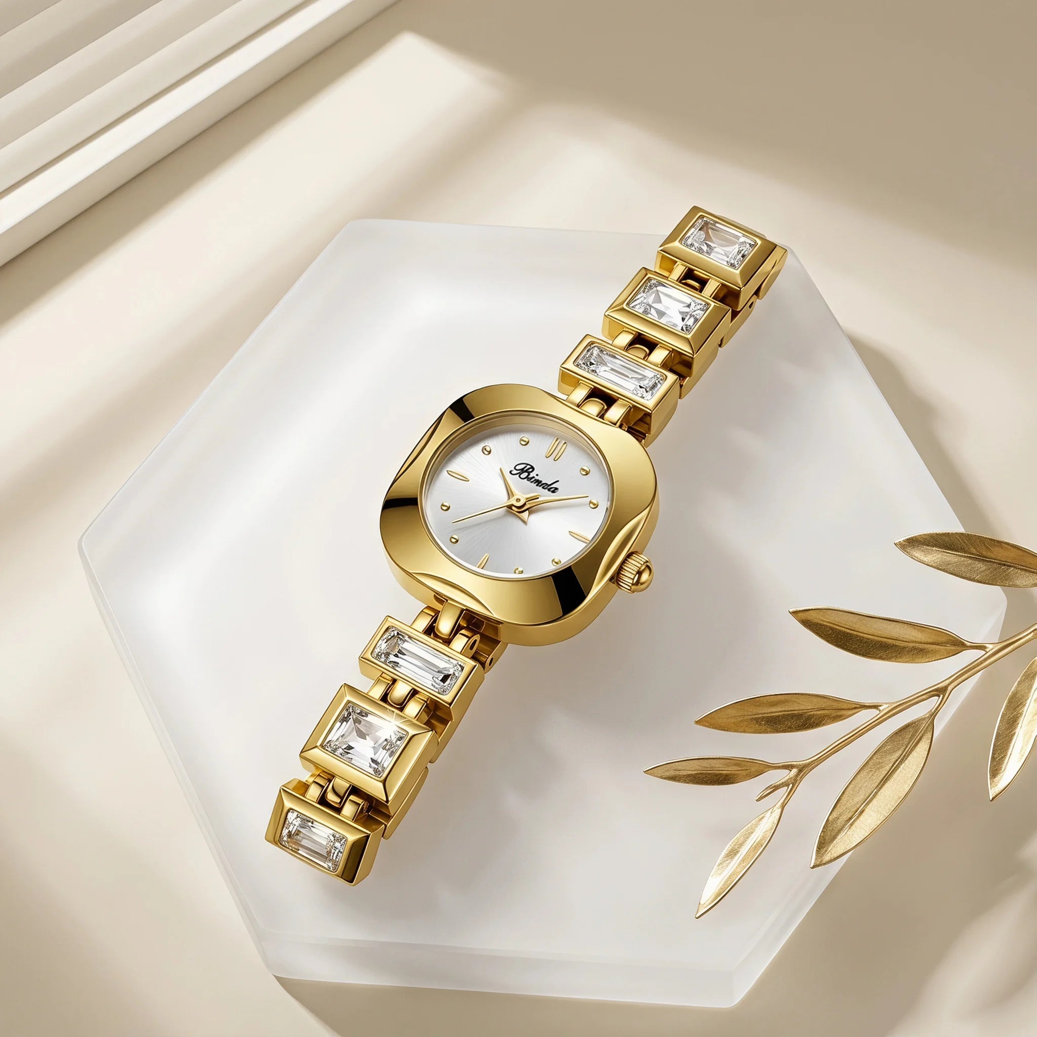 Diamond Studded Fashion Luxury Women Watch with Gift Box & Watch Adjustment Tool, Simple Green Square Dial Waterproof Temperament Female Quartz Wristwatch