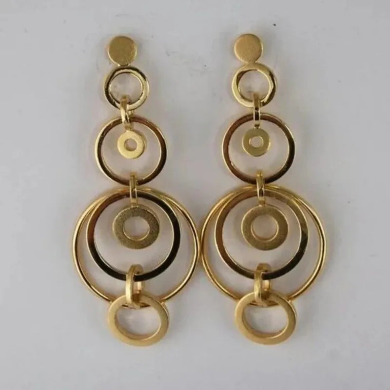 New Geometric Gold Color Hoops Hollow Earrings For Women Fashion Jewelry