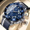 POEDAGAR Original Watches For Man Waterproof Luminous Date Fashion Male Clock Chronograph Leather Quartz Sports Men's Wristwatch Big Dial Male Reloj