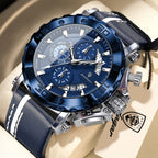 POEDAGAR Original Watches For Man Waterproof Luminous Date Fashion Male Clock Chronograph Leather Quartz Sports Men's Wristwatch Big Dial Male Reloj
