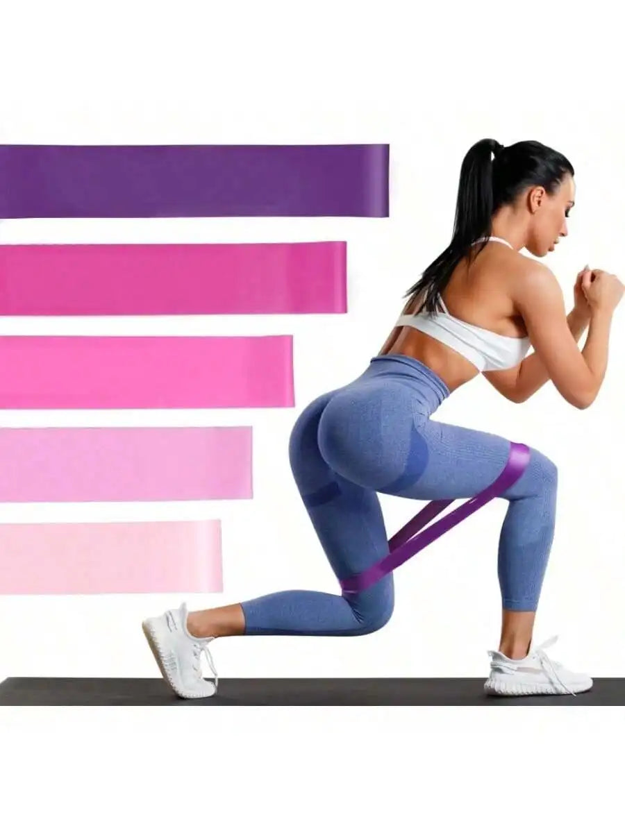 Pink Resistance Bands Set 5 pcs Workout Bands for Leg Butt Exercise Elastic Fitness Loop mbzr