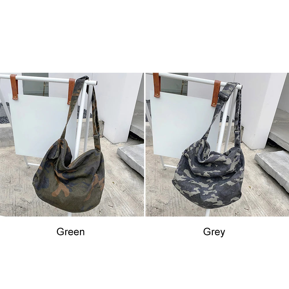 Casual Retro Shoulder Handbag Camouflage Canvas Tote Handbag Large Capacity