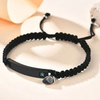 Fashion Custom Couple Stainless Steel Bracelet Set Black Woven Heart Magnetic Suction Diamond Inlaid Bracelet for Women Jewelry