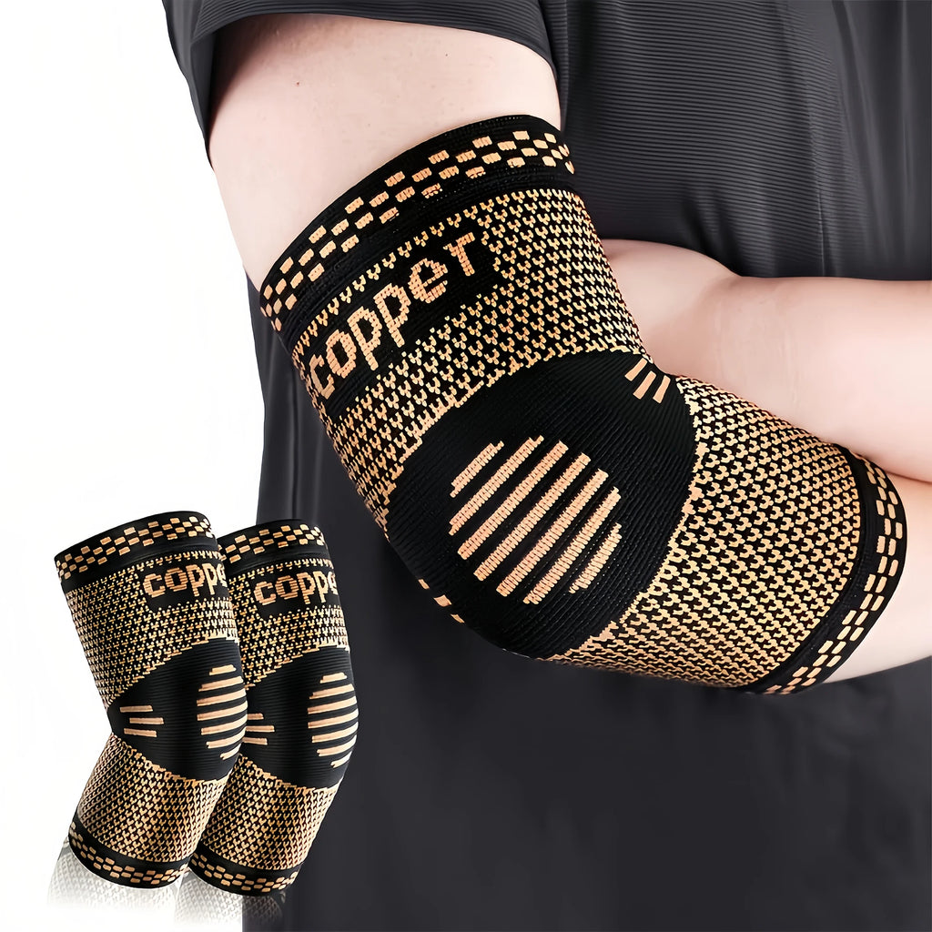 2 Pieces of Copper Ion Sports Elbow Pads, Elbow Compression Joint Protective Sleeves, Basketball, Football and Tennis Fitness Protective Gear mbzr