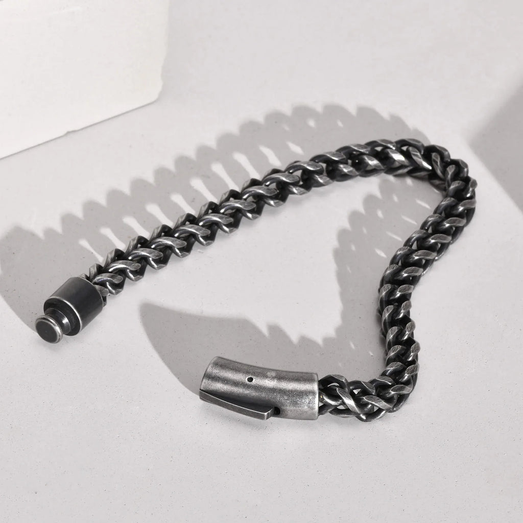 Vnox 6.3mm Vintage Bracelets for Men, Double Layer Cuban Chain, Franco Foxtail Chain Bracelet, Retro Srainless Steel Wristband