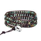 Boho Natural 4mm African Turquoise Beads Stone 3 Wraps Bracelet Jewelry mbzr