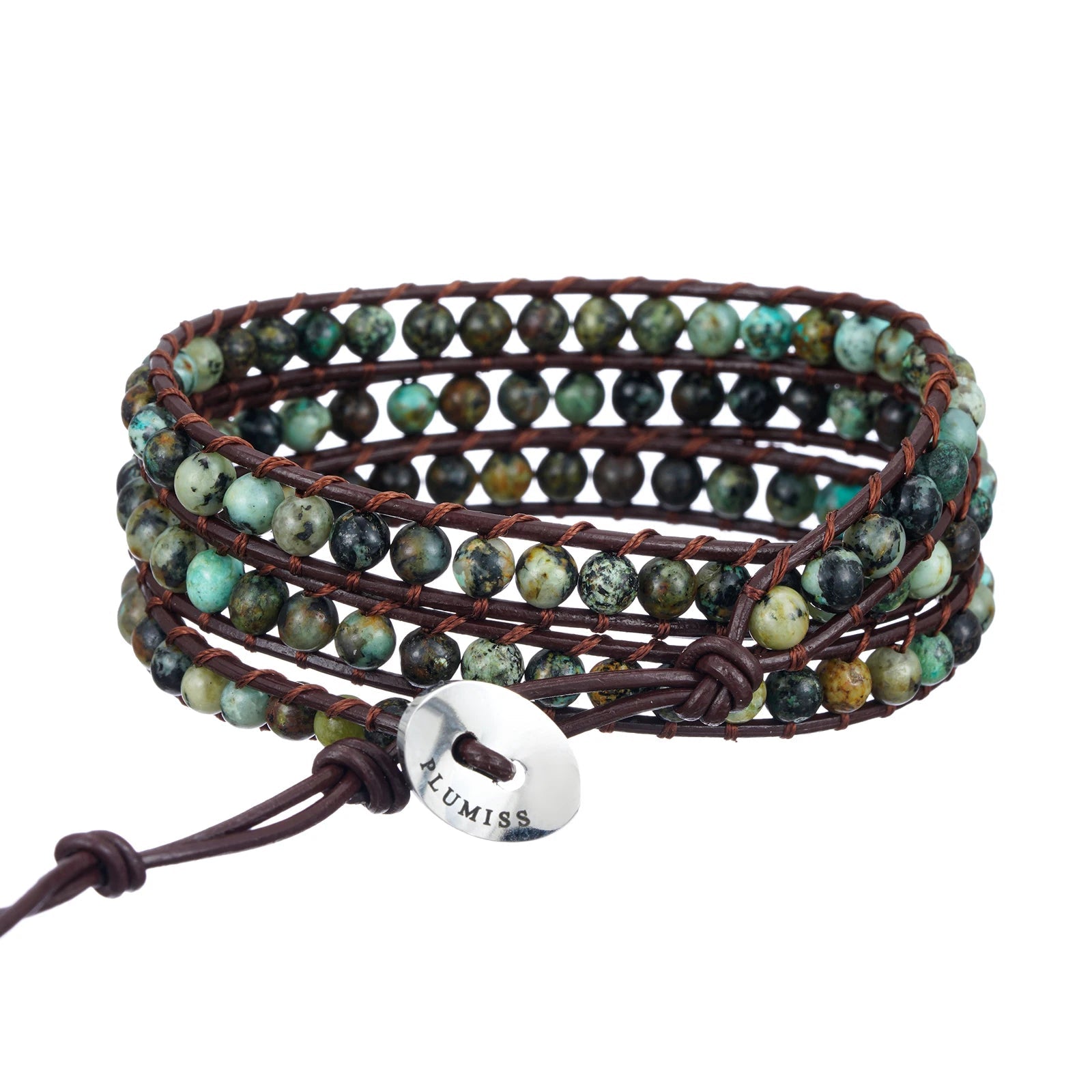 Boho Natural 4mm African Turquoise Beads Stone 3 Wraps Bracelet Jewelry mbzr
