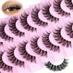 30Pairs 3-Pack  Fluffy False Eyelashes Wispy Lashes 3D Volume Strip Lashes D Curl Fake Eyelashes with Clear Band Eye Lashes mbzr