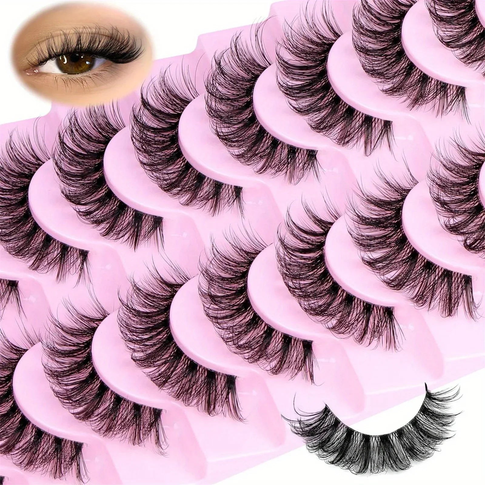 30Pairs 3-Pack  Fluffy False Eyelashes Wispy Lashes 3D Volume Strip Lashes D Curl Fake Eyelashes with Clear Band Eye Lashes mbzr