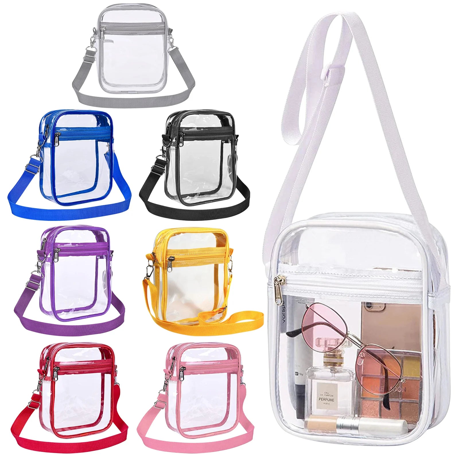Women's Shoulder Bag PVC Concert Transparent Handbag Simple Crossbody Bag with Front Pocket Casual Handbag