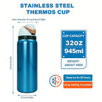 Owalaa frozen blue 32oz/945ml stainless steel insulated water bottle with straw,for daily sports outdoor,perfect gift mbzr
